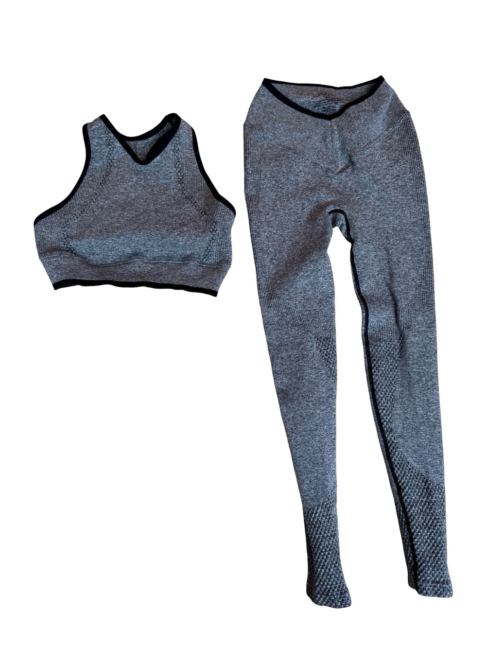 Seamless Heather Gray Leggings & Sports Bra Set - Activewear